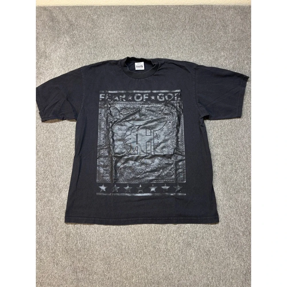 Fear of‎ God Pro Club Heavy Weight Graphic T-Shirt Mens XL Black Bandana Paisley